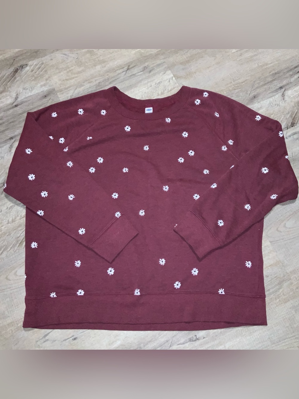 (Bin 36) Old Navy, Women’s Maroon Floral Crewneck Sweatshirt, Size XL